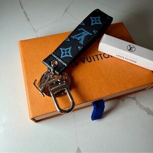 Louis Vuitton Black and Blue Monogram Strap Key Holder